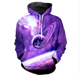 2018 Fashion Women/Men Purple Space Galaxy Funny 3D Print Casual Sweatshirt Hoodies