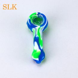 Fast delivery Mini Silicone Smoking Pipes Glass Oil Burner Pipes Smoking Bong with Glass Bowl Silicon Pipe 420 Smoking Accessories