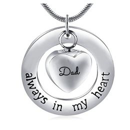 Wholesale custom urn box ring heart DAD pendant can open perfume bottle inscription funeral cremation jewelry necklace.