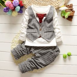 Kids Boy Clothes Baby Gentleman Suit Clothing Sets Fake two piece vest shirt Toddler children 1-4Y Birthday Party Dress