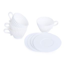 4pcs Silicone Cupcake Muffin Baking Mold Cups with Tea Saucers can be used in micro wave oven and refrigerator