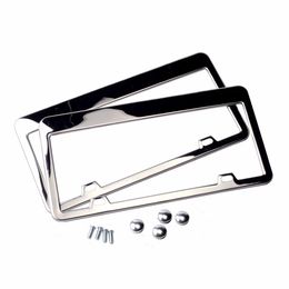 Stainless Steel Licence Plate Frame Tag Cover Holder For Auto Truck Vehicles Only For American Canada Car 2pcs/set