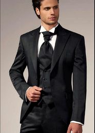 New Design Peaked Lapel Black Wedding Men Suits Groom Tuxedos Men Party Groomsmen Suits (Jacket+Pants+Tie+Vest) NO:102