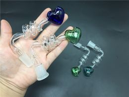 Colourful glass S sharp Heart oil rig bowl 14mm 18mm male female smoking tobacco bowl for ash catcher water oil rig bong pipe