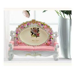Europe Retro Vintage Pink Flower Sofa Photo Frame Picture Resin 3.5'' x 5'' Home Wedding Decoration Gifts