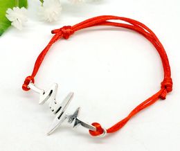 50pcs/lot Chinese Knot String Electrocardiogram Lucky Red Cord Adjustable Bracelet DIY New