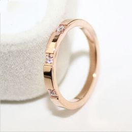 Personality simple three diamond ring ladies titanium steel plated rose gold couple ring Jewellery retail wholesale