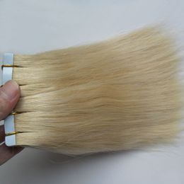 Unprocessed Brazilian Straight Human hair Tape Hair Extensions 100g Apply Tape Adhesive Skin Weft tape in human hair extensions 40 pcs