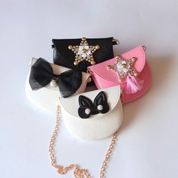 Fashion Kids Handbags Girls Princess Mini Coin Purses Lovely Design Cute Rabbit Head Pentagram Shoulder Bags Children Candy Snacks Bags1-10T
