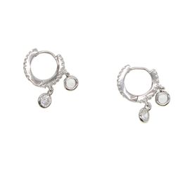 High quality fine 925 Sterling Silver Small tiny CZ Round Rhinestones stud Earrings cute girls Women hot Fashion delicate Jewelry Gift