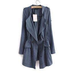 2018 Korean Casual Trench Coat Autumn Winter Elegant Drawstring Waist Long Trench For Women Plus Size Roupas Feminina Hot Sale