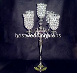 Wholesale Vase for Centrepiece Wedding Decoration Gold/sliver Trumpet Flower Vase Tall Floral Stand best00025