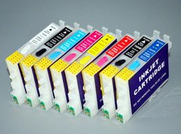 8 pcs/set, Empty T0540/1/2/3/4/7/8/9 Refillable ink cartridge for epson photo R1800/R800 printer