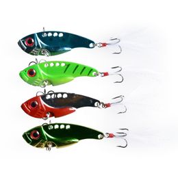 Hengjia VIB Vibration Fishing Lure Bait 20 pieces/lot 5.5cm 11g Metal Fishing Bait with Treble Carbon Hook with Feather