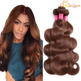 Brazillian Body Wave hair color 4 Brazilian peruvian indian Human Hair Extensions Brazilian Body Wave virgin hair weave Bundles