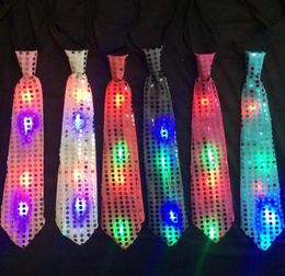 Flashing Light Up Bow Tie Necktie LED Mens Party Lights Sequins Bowtie Wedding Glow Props Halloween flashing ties