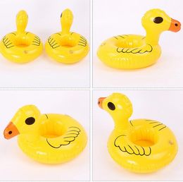 Yellow Duck PVC Inflatable Drink Cup Holder Beverage Holders Floating Pool Beach Stand Swimming Pool Child kids playing Bath Toy