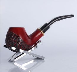 Creative white tail mahogany carving 8019 solid wood pipes, red sandalwood and metal rings detachable pipe.