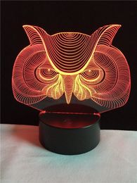 Novelty Owl 3D Illusion Night Light USB Colors Change Touch Table Desk Xmas Gift #T56