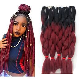 Kanekalon Ombre Colour Braiding Hair Free Shipping via ePacket Two Tone Colours Synthetic Jumbo Braids Hair Extensions Folded 24 Inch 100g/Pc