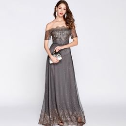 Women's Slash Neckline Sexy Off the Shoulder Embroidery Elegant Party Prom Long Maxi Designer Runway Dresses