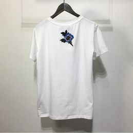 Brand Designer-100% Cotton Embroidery Rose T Shirt Women 2017 Summer Short Sleeve T-shirt harajuk Tops Tee Shirt Femme Size S-XL