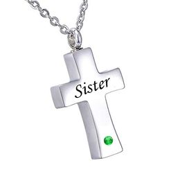 Personalised Jewellery Cross Urn Necklace For Ashes Keepsake sister Memorial Urn Pendant Stainless Steel Cremation Jewellery