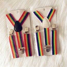 Children Colorful Rainbow Suspenders Baby Boys And Girls Suspenders Clip-on Y-Back Braces Elastic Kids Suspenders free shipping whoesales
