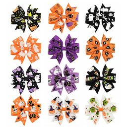 Halloween baby skull hairpin girl costume Hair bow clip festival christmas Children Headwear cartoon spider witch ghost Headdress flower