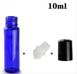 Hot Perfume Roller Bottle Essential Oil Empty Blue Bottles 10ml Roll-On Sample Glass Bottle With Blue Silver Plastic Cap 700pcs/lot