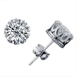 Band New Crown Wedding Stud Earring 2018 New 925 Sterling Silver CZ Simulated Diamonds Engagement Beautiful Jewelry Crystal Ear Rings