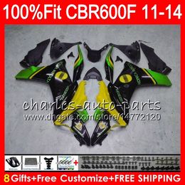 Injection Body For HONDA CBR600 F4i CBR 600 F 2011 2012 2013 2014 115HM.62 CBR600F4i CBR600 F 600F CBR600F 11 12 13 14 Fairing yellow green