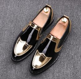 Herrenschuhe Fashion Gold Echtes Leder lässig Driving Oxfords Flats Schuhe Herren-Ladung Moccasins Italienische Schuhe für Männer EUR37-44 AX397