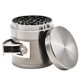 Zinc alloy smoke grinder diameter 63mm four layer metal smoke cutter side window opening flat tooth cigarette lighter