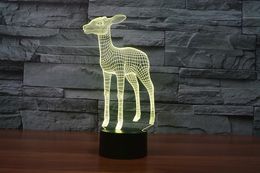 Deer 3D illusion Night Light 7 Color Change LED Table Desk Lamp 2018 Gifts NEW #R42