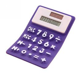 1pc portable Soft Silicone mini handheld ultra-thin Card stationery calculator Solar Power Small Slim Travel Students Calculator