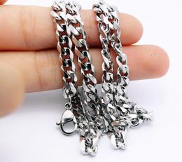 Hip-Hop style for Mens 10pcs Lot stainless steel silver 8mm smooth curb Link chain necklace Fashion Jewellery 18-32''