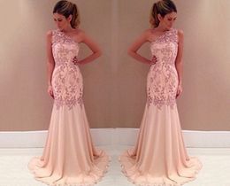 Sexy One-shoulder Self-cultivation Prom Dress 2018 Fashion Illusion Court Train Sleeveless Mermaid Evening Gowns Gala Jurken