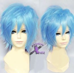 KARNEVAL KAROKU Anime Short Light Blue Hair Cosplay Full Wig