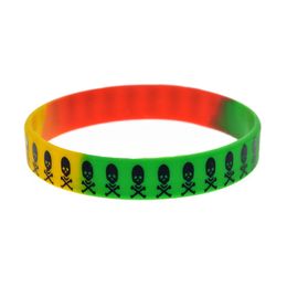 100PCS The Skull Silicone Bracelet Printed Logo Hip Hop Band Punk Style Adult Size For Promotion Gift