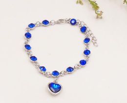 hot style Romantic little fresh love crystal Jewellery bracelet heart-shaped blue crystal Jewellery valentine's day gift classic exquisite elega
