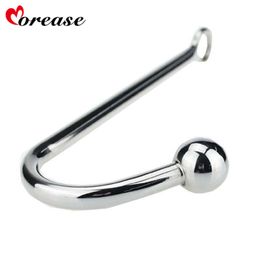 Morease Single Ball Metal Anal Hook Butt Plug Dilator Stainless Steel Anal Prostate Massager sex toy for man and women D18111502