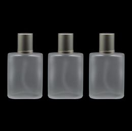 30ml Gray Cap Flat Style Frosted Semi Clear Glass Spray Perfume Bottle Glass Atomizer Refillable Empty Vials LX3777