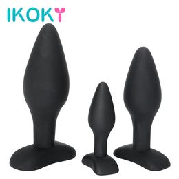 IKOKY 3Pcs/Set Butt Plug Sex Toys for Men Women Gay Black Anal Plug Prostate Massager Adult Products Anal Trainer Sex Shop S/M/L Y1892803