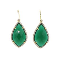 big emerald gemstone dangle earring for women european modern big stone ear wire geometric shaped stone dangle earring