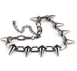 Vintage Silver Spikes Studs Rivets Punk Goth Necklace Pendant Charms Choker Collar Necklace Jewellery Fashion DIY Women Gifts