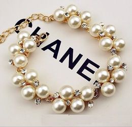 -Vergoldet Rhinestone Armband Europäische und amerikanische Mode Retro Perlenarmband Perlen Armband A468