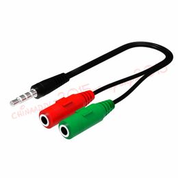 3.5mm Audio splitter male to 2 Female Y Splitter Stereo Audio Cable With Mic Adapter For iphone smart phone pc tablet