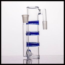 Thick glass smoking with triple honeycomb perc colorful ash catcher 14.4/18.8mm joint wholesale