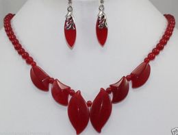 free shipping ^^^^Jewelry Red stone Necklace Earring Set